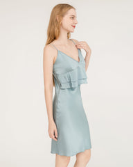 Seiden-Nachtkleid mit Rüschen-Überlage