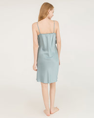 Seiden-Nachtkleid mit Rüschen-Überlage