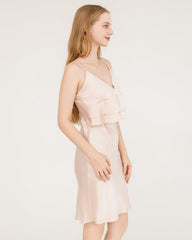 Seiden-Nachtkleid mit Rüschen-Überlage