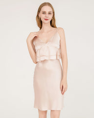 Seiden-Nachtkleid mit Rüschen-Überlage