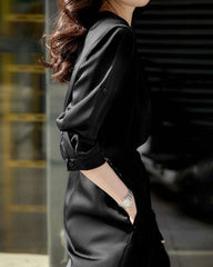 Seidenhemdkleid mit Kordelzugtaillierung