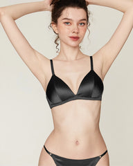 Seiden-BH ohne Bügel und V-String-Tanga Set