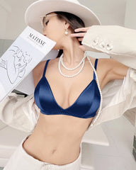 Seiden-BH ohne Bügel und V-String-Tanga Set