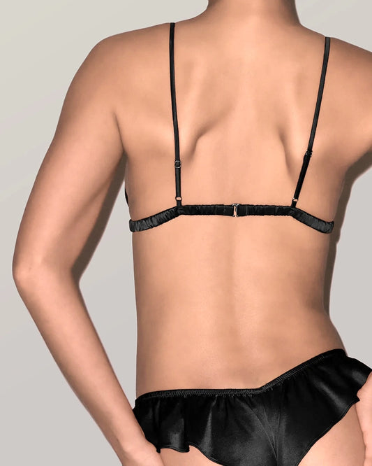 Seiden-Bralette & Rüschen-Tanga-Set