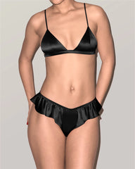 Seiden-Bralette & Rüschen-Tanga-Set