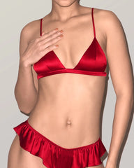 Seiden-Bralette & Rüschen-Tanga-Set