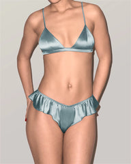 Seiden-Bralette & Rüschen-Tanga-Set