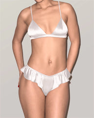 Seiden-Bralette & Rüschen-Tanga-Set