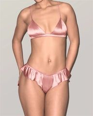Seiden-Bralette & Rüschen-Tanga-Set