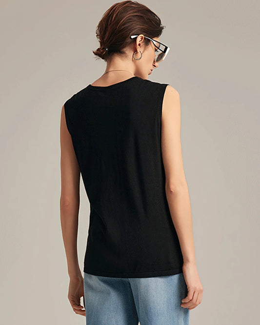 Ärmelloses Seidenjersey-Top