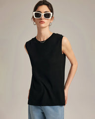 Ärmelloses Seidenjersey-Top