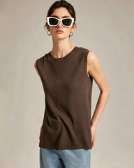 Ärmelloses Seidenjersey-Top