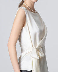 Ärmelloses Wickel-Seiden-Top