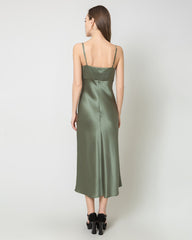 Einfarbiges Seiden-Satin-Slip-Langkleid