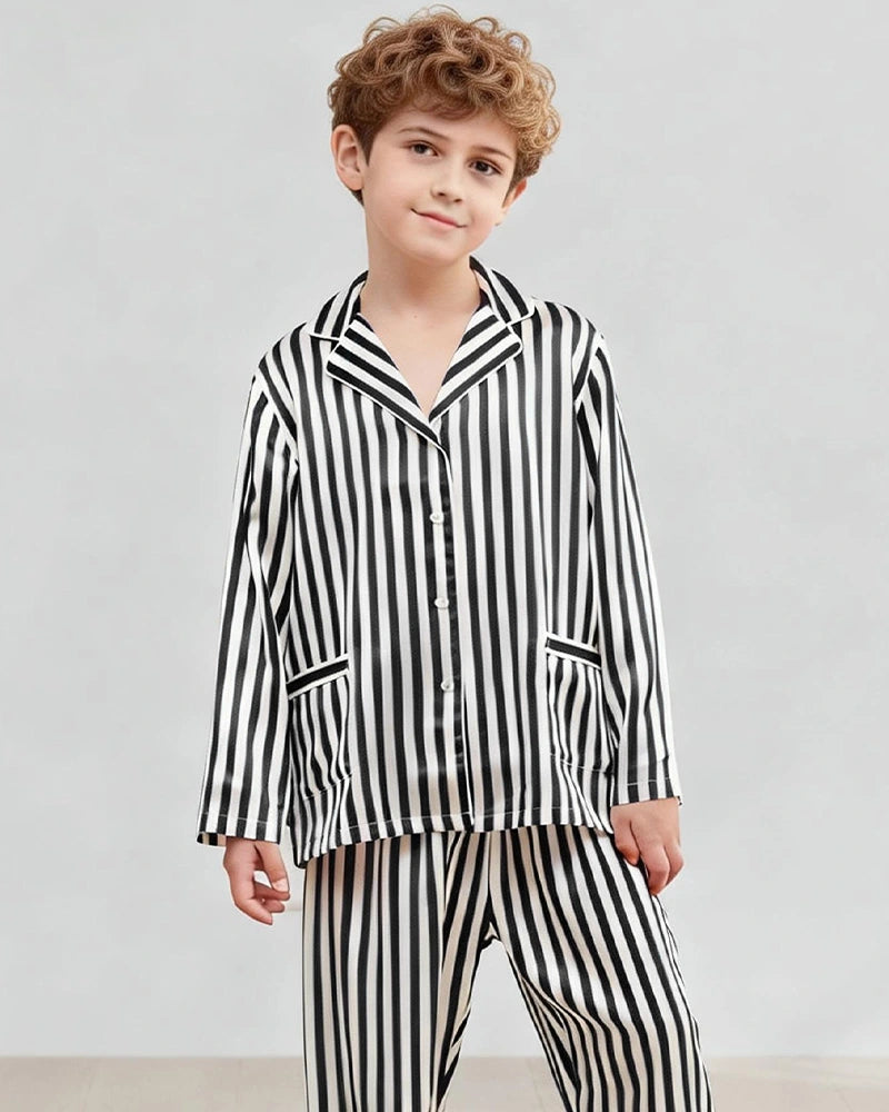 Kinder Seiden-Pyjama-Set mit Streifen