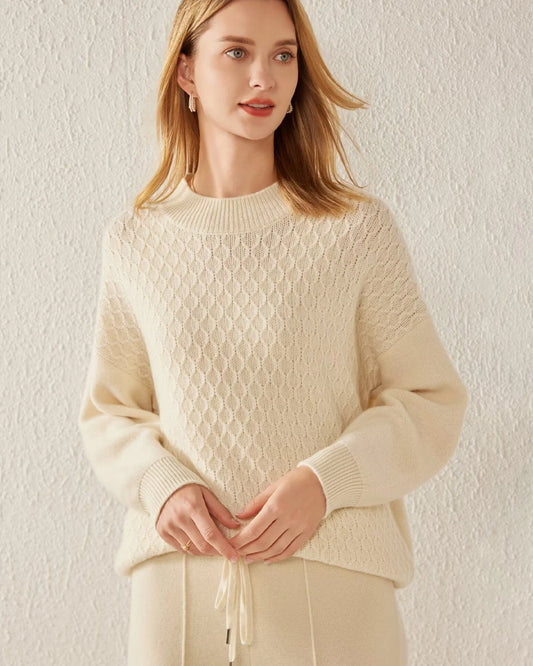 Kaschmirpullover mit texturiertem Strickmuster