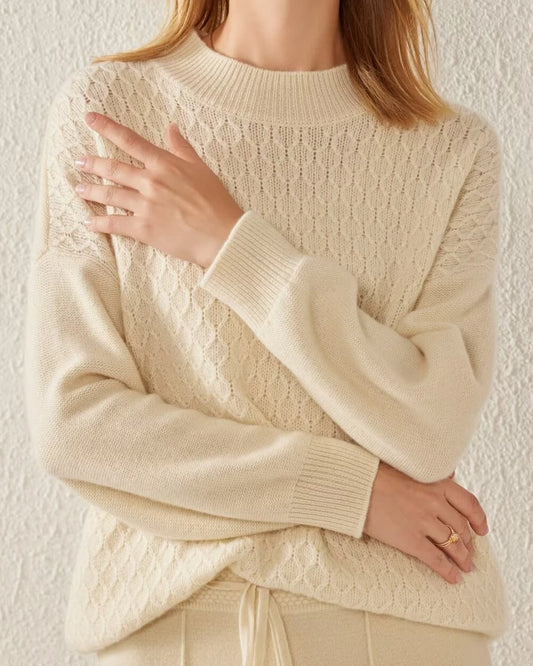 Kaschmirpullover mit texturiertem Strickmuster