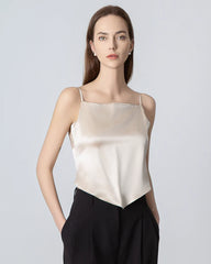 Seiden-Camisole mit Rückenband und quadratischem Kragen