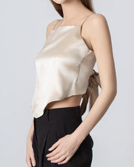 Seiden-Camisole mit Rückenband und quadratischem Kragen