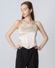 Seiden-Camisole mit Rückenband und quadratischem Kragen