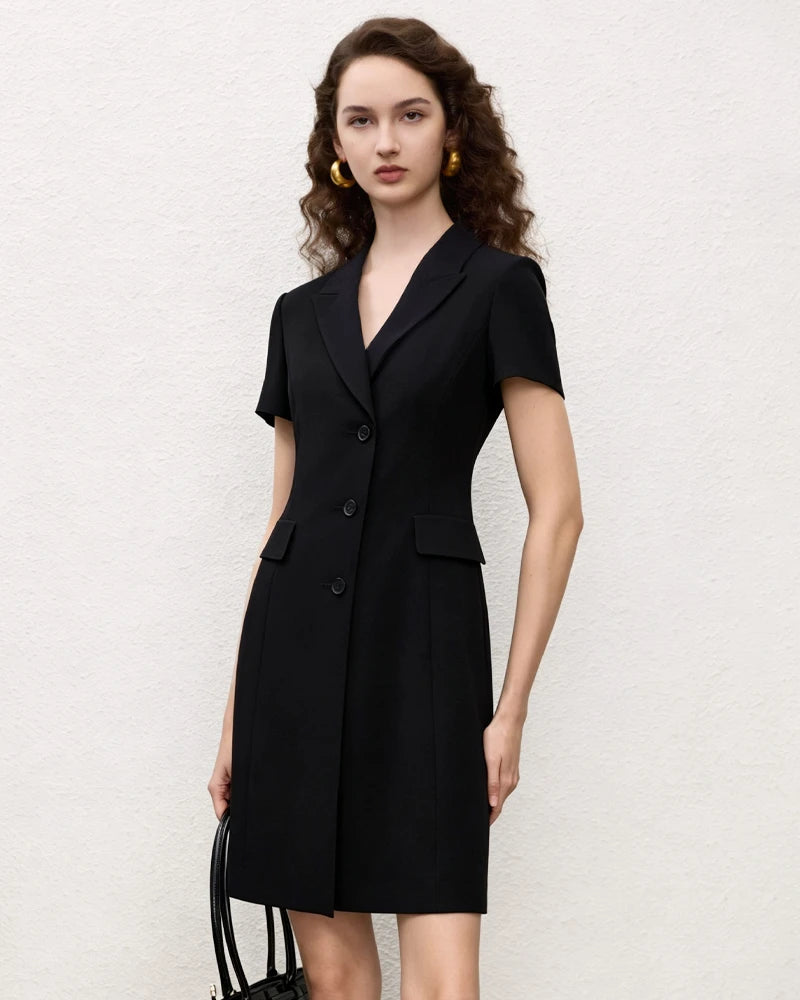 Triacetat-A-Linien-Blazerkleid mit Seidenfutter