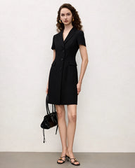 Triacetat-A-Linien-Blazerkleid mit Seidenfutter