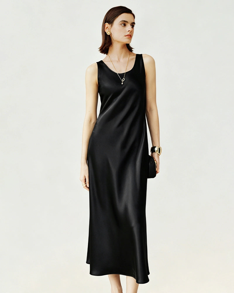 Triacetat Bias Cut Ärmelloses Maxikleid