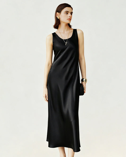 Triacetat Bias Cut Ärmelloses Maxikleid