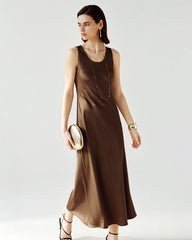 Triacetat Bias Cut Ärmelloses Maxikleid
