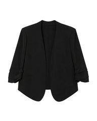 Triacetat-Cropped-Blazer ohne Kragen mit Seidenfutter