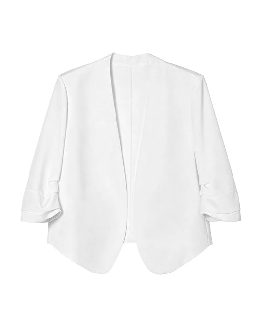 Triacetat-Cropped-Blazer ohne Kragen mit Seidenfutter