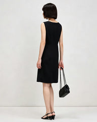 Triacetat A-Linien-Knielanges Kleid mit Wasserfallausschnitt