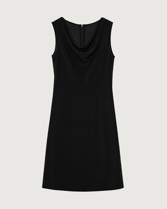 Triacetat A-Linien-Knielanges Kleid mit Wasserfallausschnitt