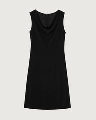 Triacetat A-Linien-Knielanges Kleid mit Wasserfallausschnitt