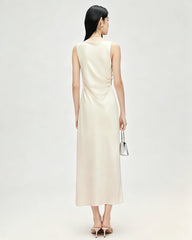 Triacetat Kleid mit Wasserfallausschnitt und Taillenraffung