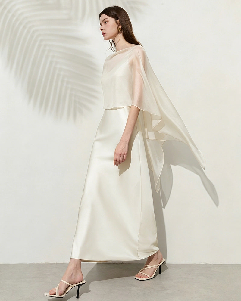 Kleid aus Triacetat mit Seidenchiffon-Schal