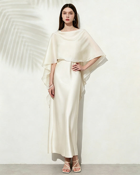 Kleid aus Triacetat mit Seidenchiffon-Schal