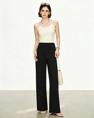 Triacetat-Hose mit weitem Bein und elastischem Bund