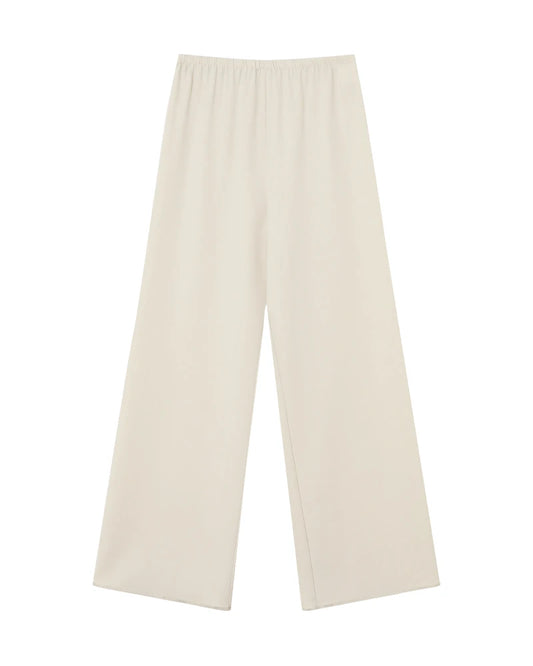 Triacetat-Hose mit weitem Bein und elastischem Bund