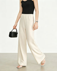 Triacetat-Hose mit weitem Bein und elastischem Bund