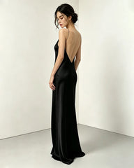 Triacetat-Maxikleid mit Neckholder und Seidenfutter