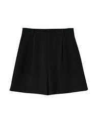 Triacetat-Shorts mit hoher Taille und weitem Bein mit Falten