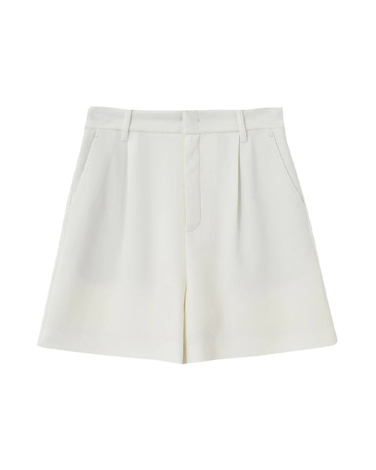 Triacetat-Shorts mit hoher Taille und weitem Bein mit Falten