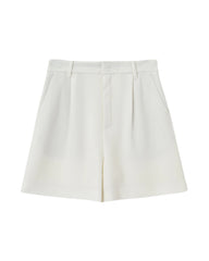 Triacetat-Shorts mit hoher Taille und weitem Bein mit Falten