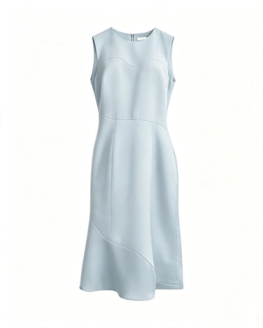 Elegantes Triacetat-Midikleid mit asymmetrischem Schnitt