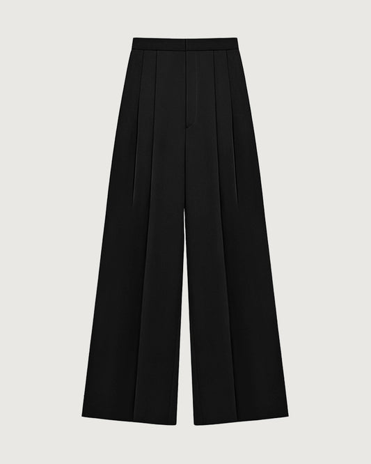 Triacetat-Hose mit geradem Bein und eleganter Bundfalte
