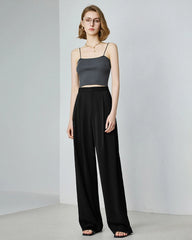 Triacetat-Hose mit geradem Bein und eleganter Bundfalte