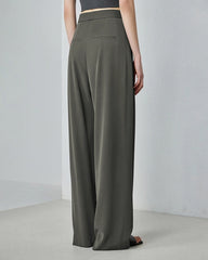 Triacetat-Hose mit geradem Bein und eleganter Bundfalte