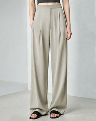 Triacetat-Hose mit geradem Bein und eleganter Bundfalte
