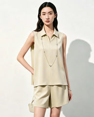 Triacetat Polo-Set mit Zip-Top und Shorts